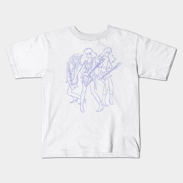 Jem's Misfit Band Sketch - Blue Kids T-Shirt by Pickledjo